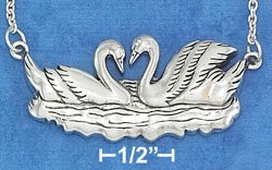 STERLING SILVER 16"-18" SWIMMING SWANS NECKLACE.