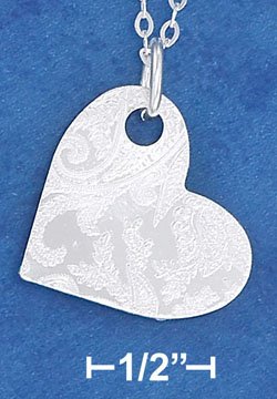STERLING SILVER 18" PENDANT CHAIN W/ LASER ETCHED HEART DISK