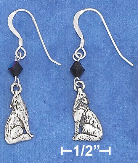 STERLING SILVER ANTIQUED WOLF EARRING
