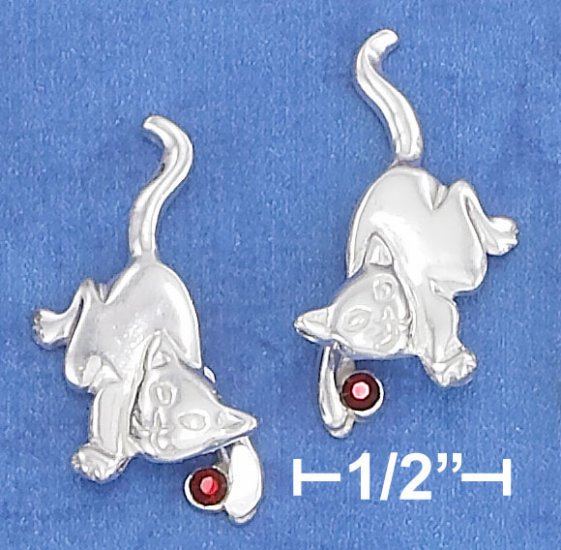 STERLING SILVER PLAYFUL KITTY POST EARRINGS