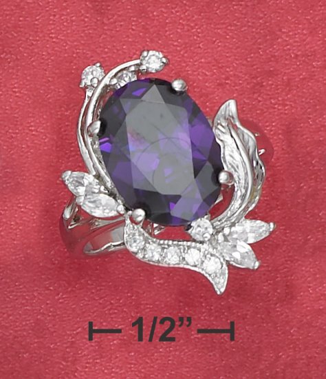STERLING SILVER 5.8 CT OVAL SYNTHETIC TANZANITE RING