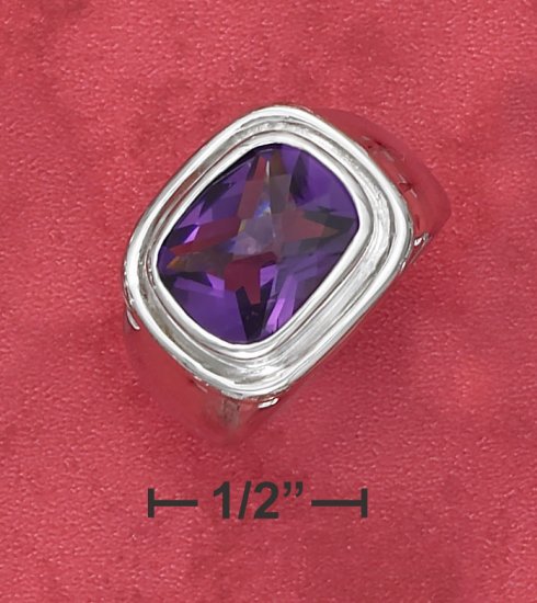 7CT RADIANT CHECKERBOARD CUT SYNTHETIC AMETHYST RING