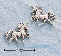 STERLING SILVER TROTTING UNICORN POST EARRINGS