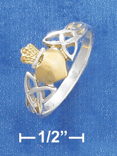 STERLING SILVER AND 14K GOLD TWO-TONE CROWN HEART RING