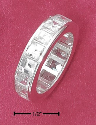 STERLING SILVER 6MM CLEAR CHANNEL SET PRINCESS CUT CZ ETERNITY BAND