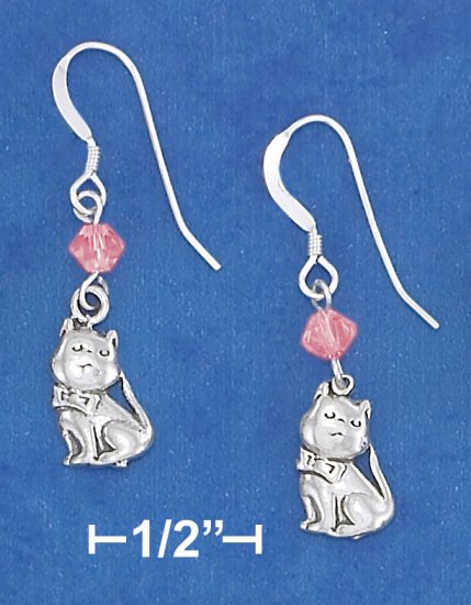 STERLING SILVER ANTIQUED CAT EARRINGS
