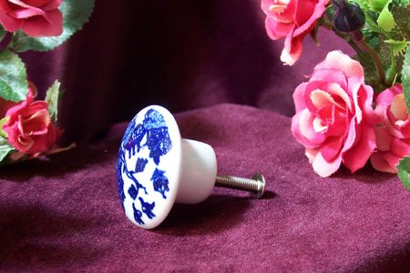 Blue Willow Drawer Knob /Cabinet Pull Set of 5