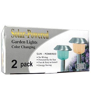 Stainless Steel Color Changing Solar Garden Lights Two Pack