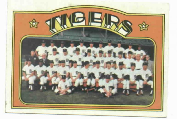 1972 Topps Detroit Tigers Team Card
