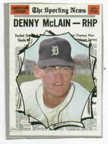 1970 Topps Denny Mc Lain All Star Card Detroit Tigers