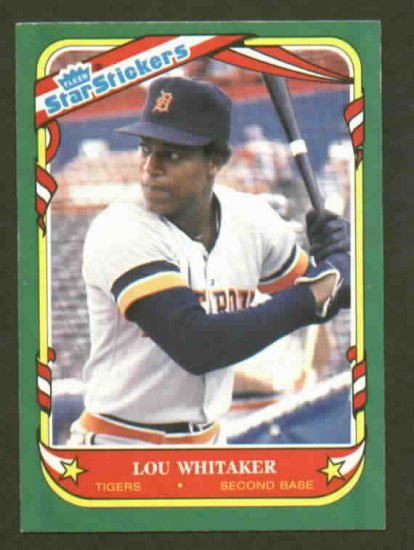 1987 Fleer Star Sticker Lou Whitaker Detroit Tigers