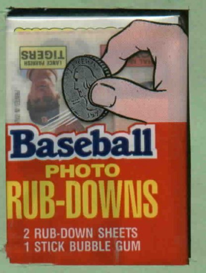 Unopened Pack 1984 Topps Rub Downs Lance Parrish Showing Detroit Tigers