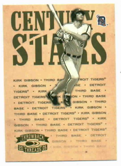 2005 Donruss Throwback Threads Kirk Gibson Detroit Tigers Century Stars
