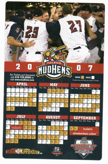 2007 Toledo Mud Hens Magnet Schedule SGA