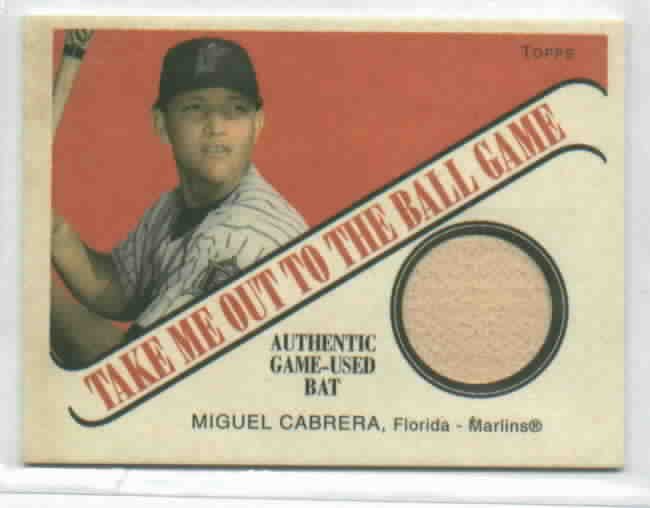2004 Cracker Jack Miguel Cabrera Bat Card Detroit Tigers Marlins