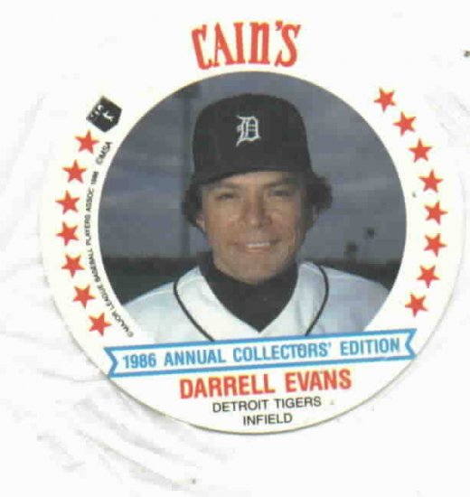 1986 Cains MSA Disc Darrell Evans Detroit Tigers ODDBALL Unopened