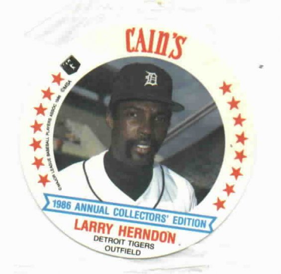 1986 Cains MSA Disc Larry Herndon Detroit Tigers ODDBALL Unopened