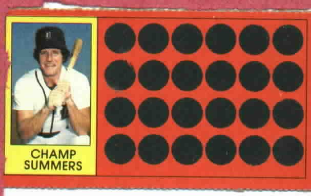 1981 Topps Scratch Offs Champ Summers Detroit Tigers Baseball Card Oddball