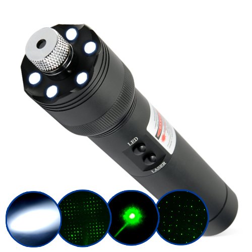 Powerful 200mW Green Laser Pointer with LED Torch Light