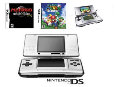 Nintendo DS Dual Screen Handheld Video Game System with 2 Games