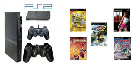 New Slim Sony Playstation 2 "Value Pack" - 5 Games + 2 Controllers