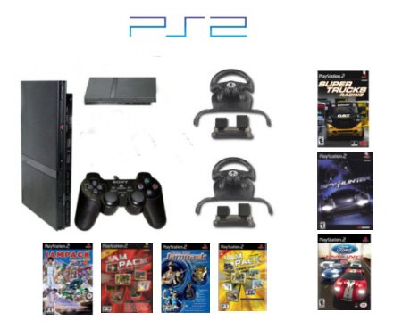 New Slim Sony Playstation 2 "Friends Racing Bundle" - 7 Awesome Games With 2 Grand Racing Wheels