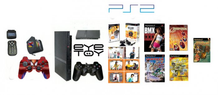 New Slim Sony Playstation 2 "Variety Bundle" - 17 Games, USB Camera , 2 Controllers + DVD Playback K