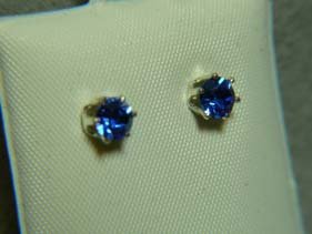 Royal Sapphire Blue Faceted Ear Stud
