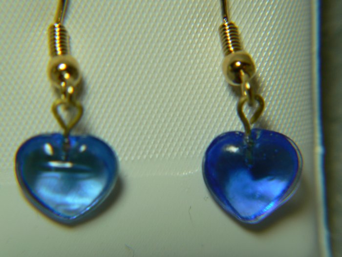 Sapphire Cornflower Blue Heart French Hook Earrings