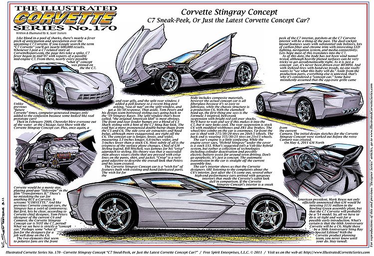 Corvette Stingray Concept Laser Color Print Illustrated Series No. 170