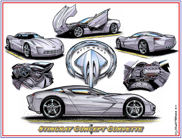 Stingray Concept Laser Color Print "C7 Sneak-Peek Or Just the Latest Corvette Concept Car?"