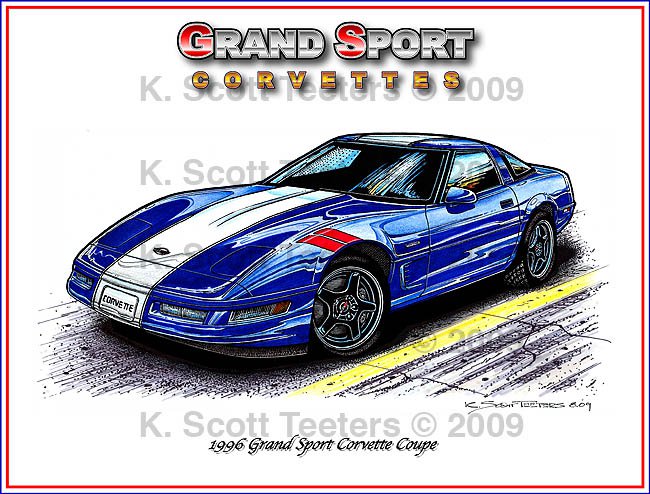 1996 Grand Sport Corvette Laser Color Print