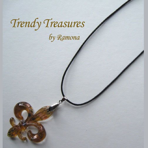 New Orleans Saints Fleur De Lis Glass Pendant Necklace,Artisan Crafted,Ramona Beasley