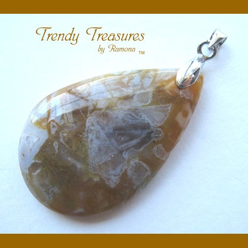 Bamboo Agate Teardrop Pendant, Artisan Crafted, Gemstone, #TrendyTreasuresByRamona