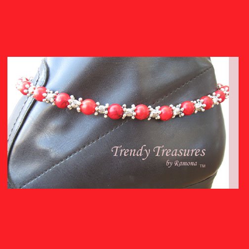 Boot Bling Boot Bracelet Artisan Red Gemstones Crystals Anklet Cowboy Cowgirl Jewelry