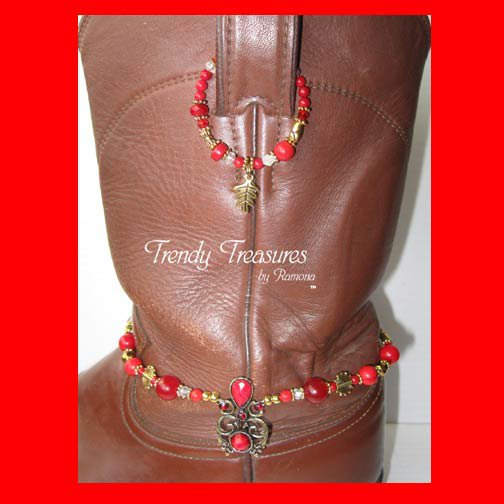 Red Vintage Style Boot Bling,Boot Bracelet & Earrings #TrendyTreasuresByRamona