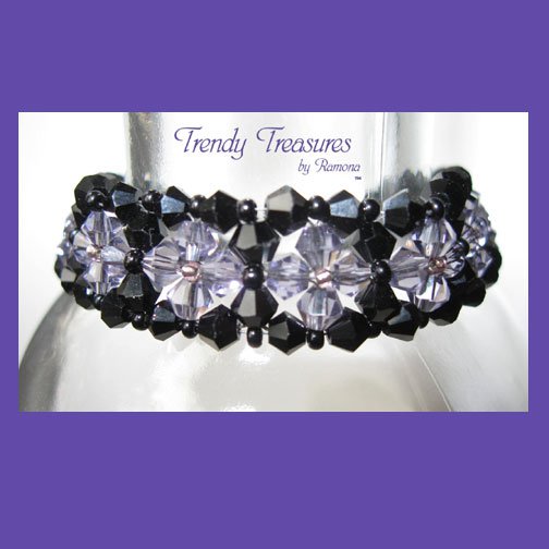 Black & Purple Crystals Woven Bracelet, Special Price,#TrendyTreasuresByRamona