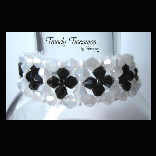 White and Black Crystals Woven Bracelet,Special Price,#TrendyTreasuresByRamona