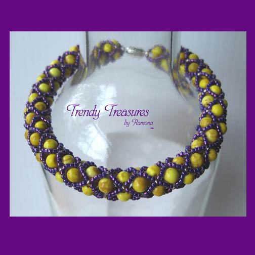 Tiger Roar! Yellow & Purple Spirit Bracelet,LSU,Pearls,Crystals,#TrendyTreasuresByRamona