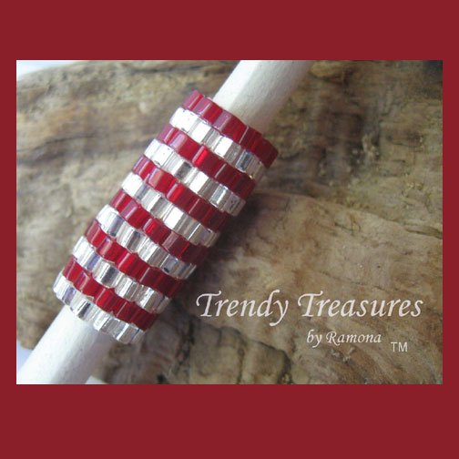 Bright Red,Shiny Silver,Dreadlock Sleeve, Dread Bead, Rings Design, #TrendyTreasuresByRamona