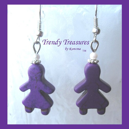 Adorable Magnesite Shape Earrings, Purple Little Girls, #TrendyTreasuresByRamona