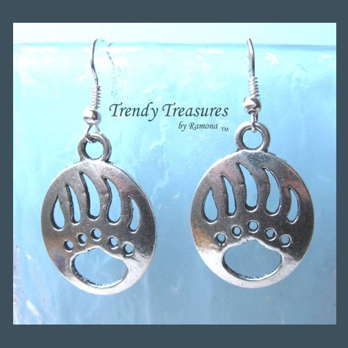 Badger Claw Print Cut-out Earrings,Tibet Silver, Charms, #TrendyTreasuresByRamona,