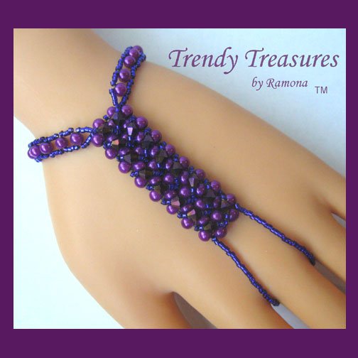 Radiant Orchid (Purple) Crystals,Glass Pearls Slave Bracelet,Original,Mel B,Heidi Klume