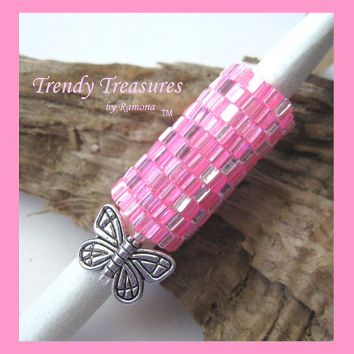 Pink Dreadlock Sleeve, Dread Bead, Braid Bead,Butterfly#TrendyTreasuresByRamona