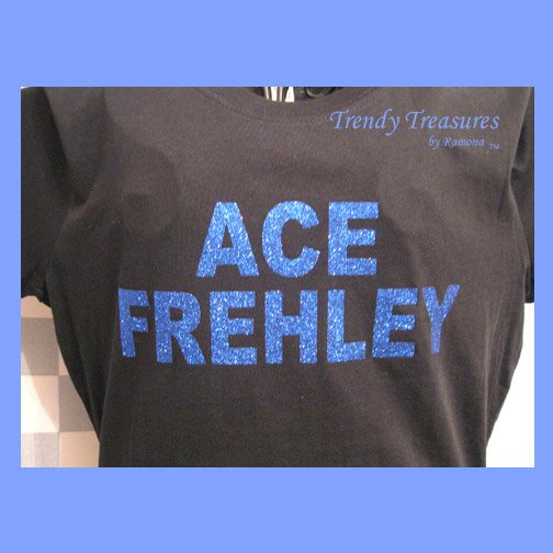 Ace Frehley, Original Design Bling Glitter Embellished T-shirt, New, Ace Frehley, KISS