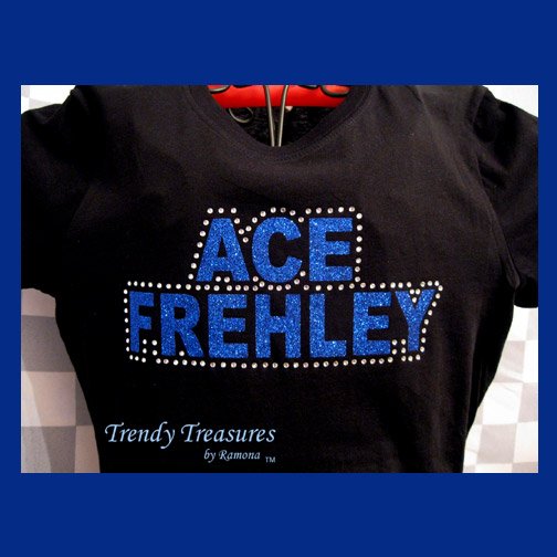 Ace Frehley, Original Design Rhinestones & Glitter Embellished T-shirt,Ace Frehley, KISS