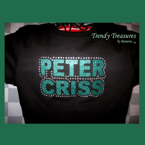 Peter Criss, Original Design Rhinestones & Glitter Embellished T-shirt, KISS