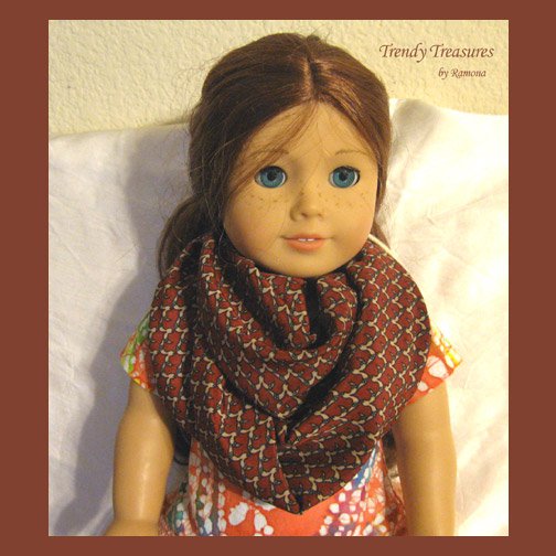 American Girl Infinity Scarf, Handmade, Gorgeous Rust, Tan & Black Highlights