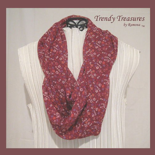 Infinity Scarf, Handmade, Beautiful Marsala,Pantone Color, 2015, Sheer & Soft