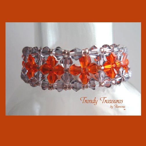 Purple and Orange Crystals Woven Bracelet,Mother's Day Special Price,#TrendyTreasuresByRamona